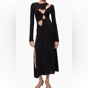 Maje Black Long Sleeve Cut-Out Dress